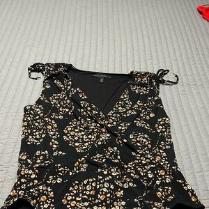 White House Black Market Black Floral Blouse